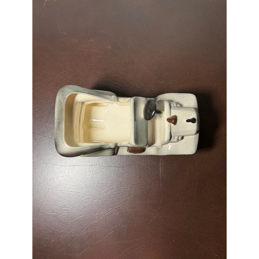 Vintage Ceramic Model T Car Planter Cachepot Gray Brown Automobile Vase
